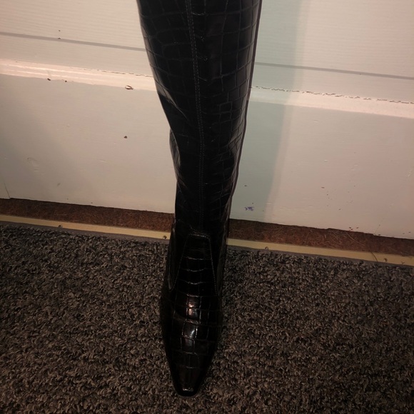Franco Sarto Black Textured Calf High Boots - Picture 5 of 5